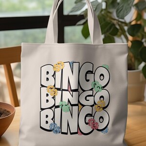 Bingo Tote Bag for Bingo Players - Repeating Bingo Design, Shoulder Shopping Bag, Unique Gift for Bingo Lovers & Queens Supplies