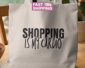 Shoppen is mijn cardio-draagtas - grappig herbruikbaar canvas