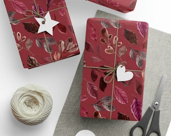 FLORA BLOOM  RED Gift Wrapping - Holiday Wrapping - Floral Gift Paper - Gift Packaging - Elegant Wrapping - Craft Paper - Designer Wrap