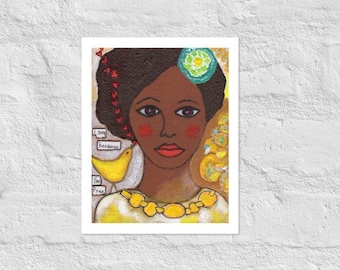 Modern Vintage African American Woman Portrait Art Poster, African American Heritage Artwork, Black Woman Art, Aesthetic Feminine Expression