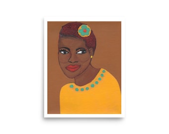 Bold and Beautiful Soulful Black Woman Portrait, Evocative Black Femininity Poster, Cultural Expression Art, Afrocentric Emotive Art
