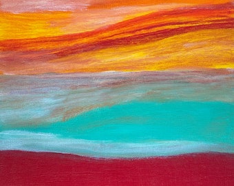 Vivid Horizon, Abstract Painting, 8 x 10 inches