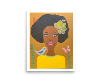 Black Whimsical Art Poster, Peace and Blessings
