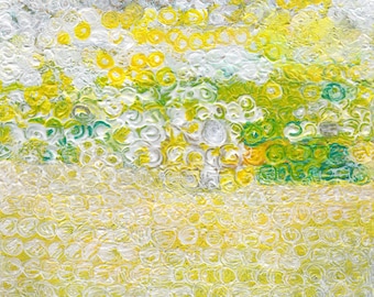Vibrant Yellow and Green Abstract Art Giclee Print, Refreshing Home Decor, Energizing Artwork, Harmonious Color Palette, Color Therapy Art
