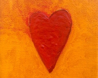 Small Heart Painting, 4 x 4 inches