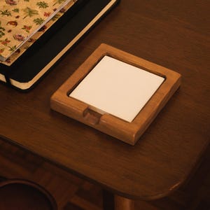Handcrafted Wooden Post-it Holder – Tray Desk Organizer for Notes, Sticky Pads, and Office Accessories Gift. Post-It Included