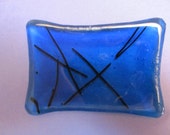 Blau mit schwarz Stringers geschmolzenen Glas Seifenschale