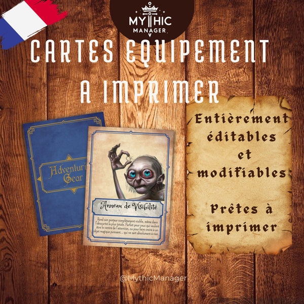 Cartes objets équipements l Dnd, JDR l Modifiables et personnalisables