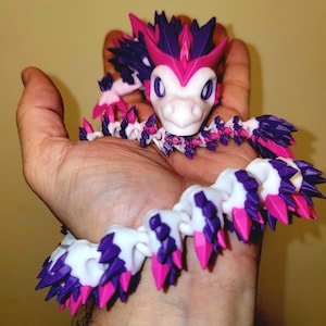 24" Articulated Crystal Dragon – 3d Printed Dragon Fidget - Flexible, Poseable and Fully Customizable in 1, 2, or 3 Colors