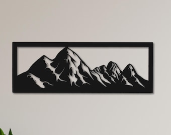 Mountain Metal Wall Art Modern Boho Home Office Decor Gift