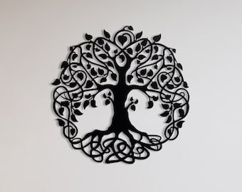 Arbre de vie en métal, art mural, arbre généalogique zen, décoration de bureau à domicile suspendue, cadeau