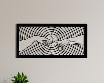 Creation of Adam Metal Wall Art Michelangelo Inspired Home Office Decor Gift