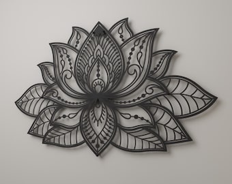 3D Lotus Mandala Metal Wall Art Large Lotus Flower Wall Decor for Living Room Bedroom