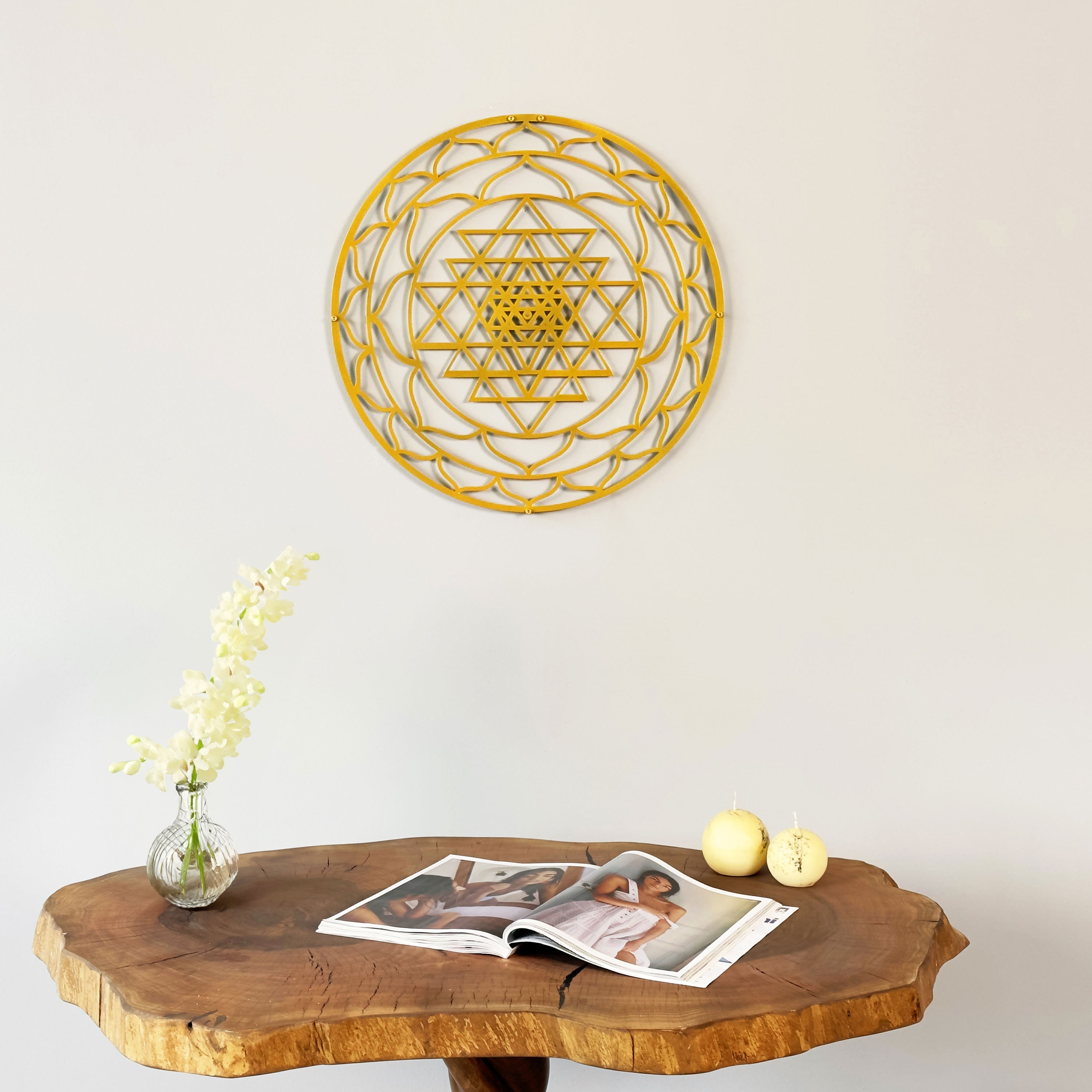 Sri Yantra Sacred Geometry Metal Wall Art Chakra Home Office Decor Yoga ...