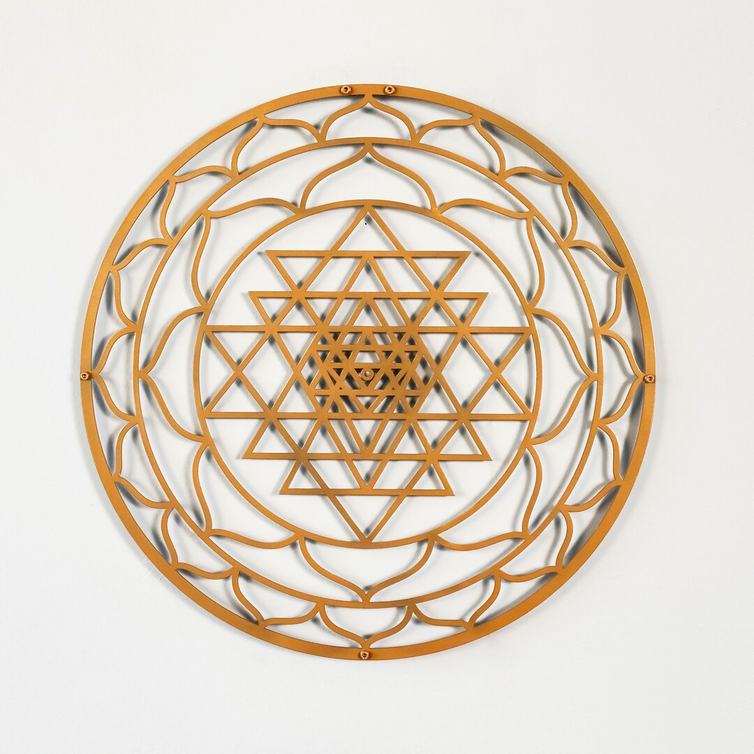 Sri Yantra Sacred Geometry Metal Wall Art Chakra Home Office Decor Yoga ...