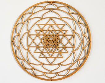 Sri Yantra Sacred Geometry Metal Wall Art Chakra Home Office Decor Yoga Gift