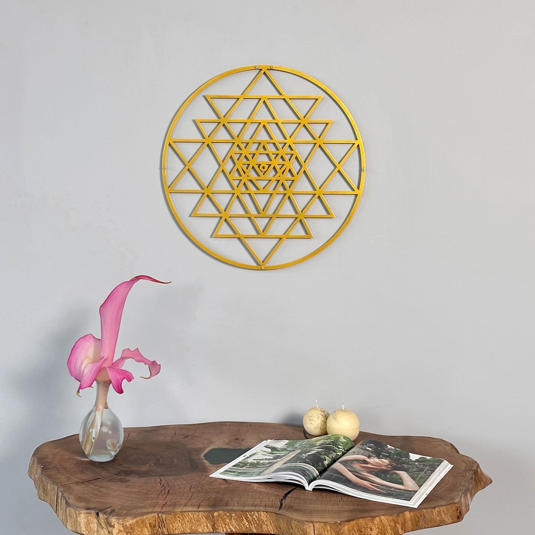Sri Yantra Sacred Geometry Metal Wall Art Chakra Home Office Decor Yoga ...