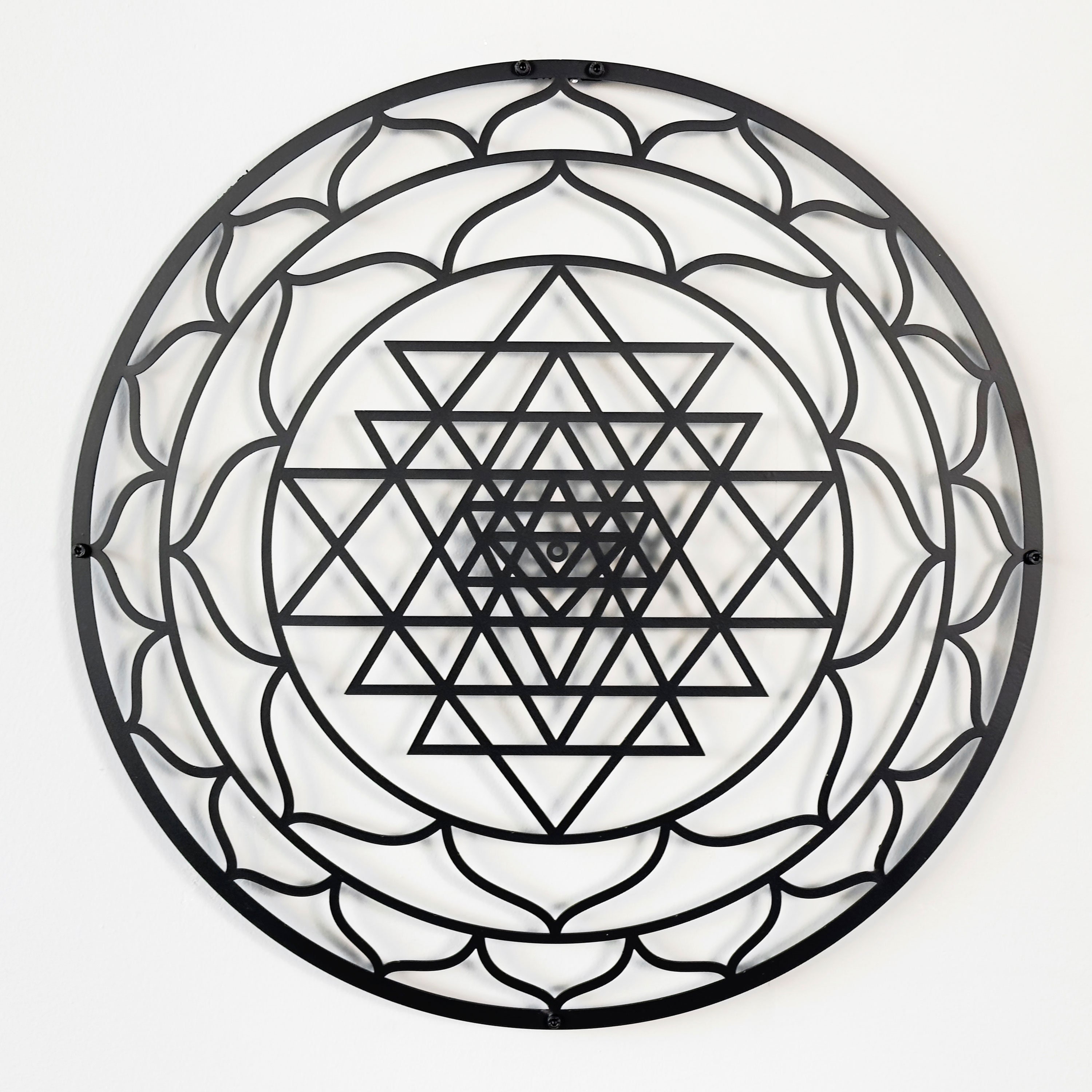 Sri Yantra Sacred Geometry Metal Wall Art Chakra Home Office Decor Yoga ...