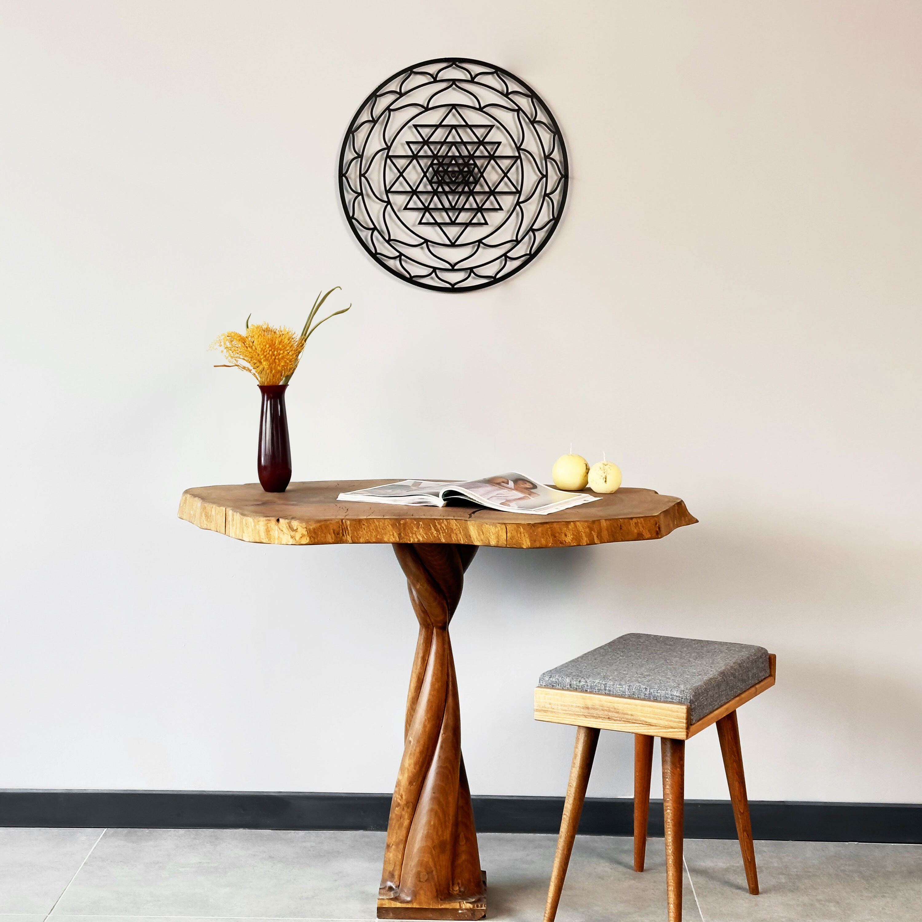 Sri Yantra Sacred Geometry Metal Wall Art Chakra Home Office Decor Yoga ...