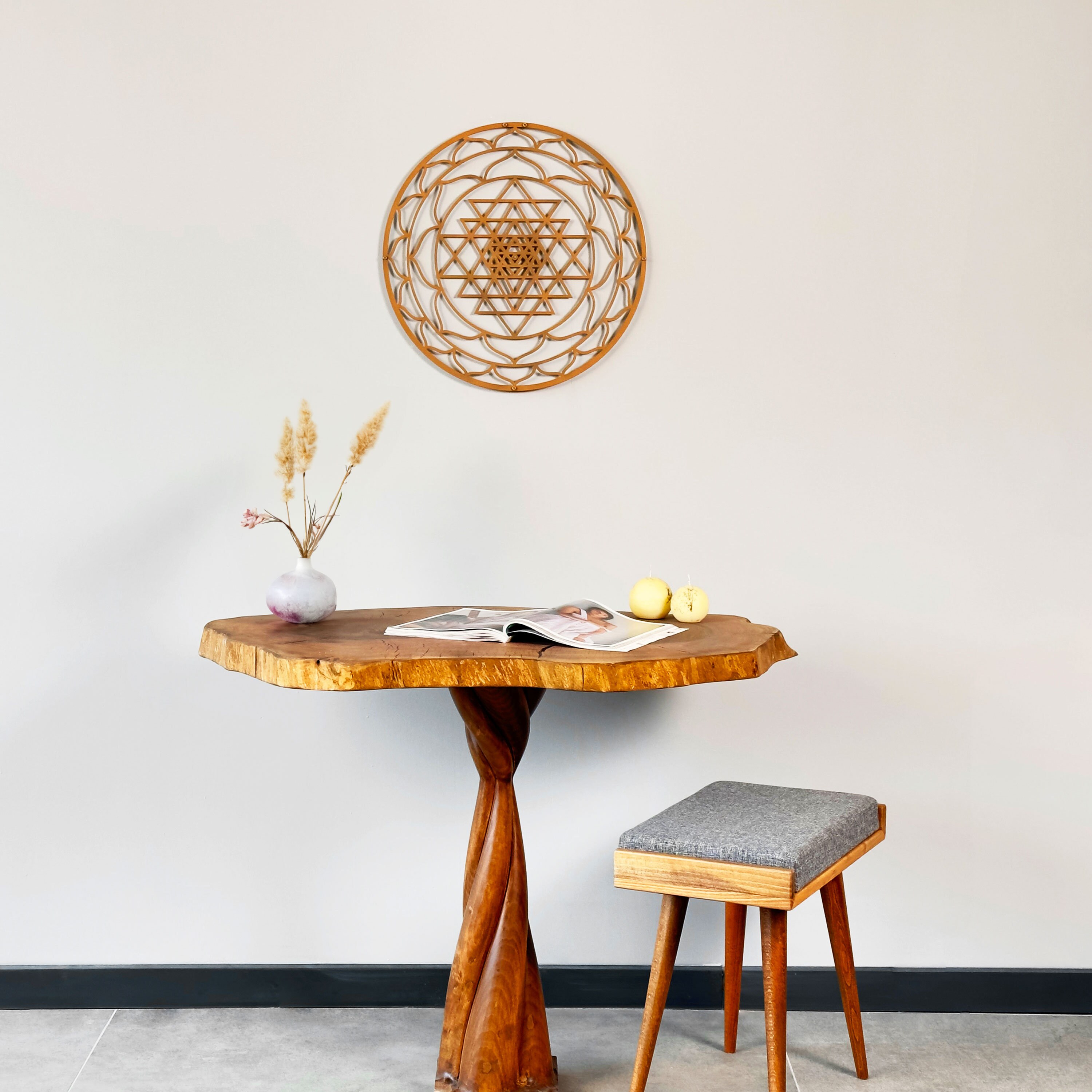 Sri Yantra Sacred Geometry Metal Wall Art Chakra Home Office Decor Yoga ...
