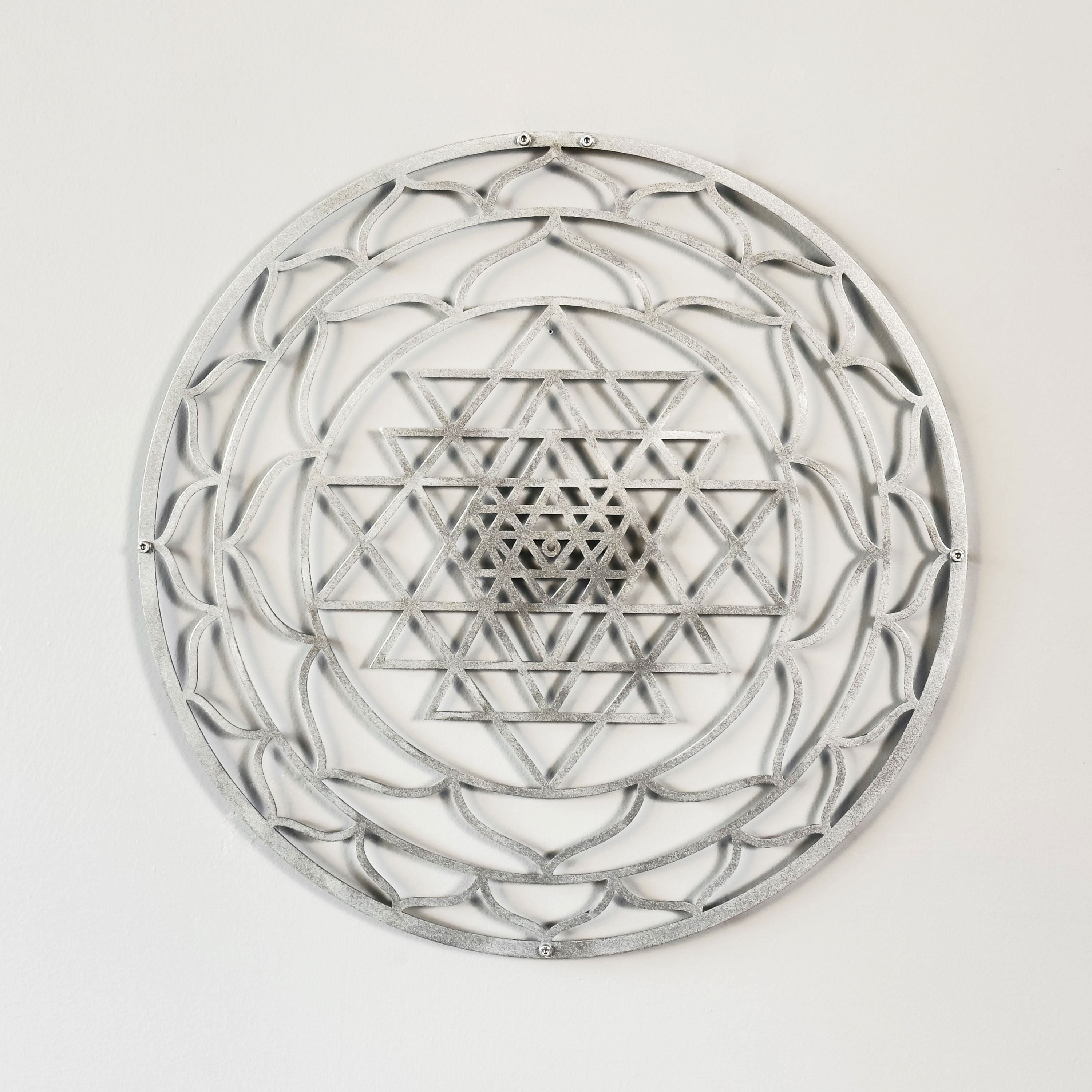 Sri Yantra Sacred Geometry Metal Wall Art Chakra Home Office Decor Yoga ...