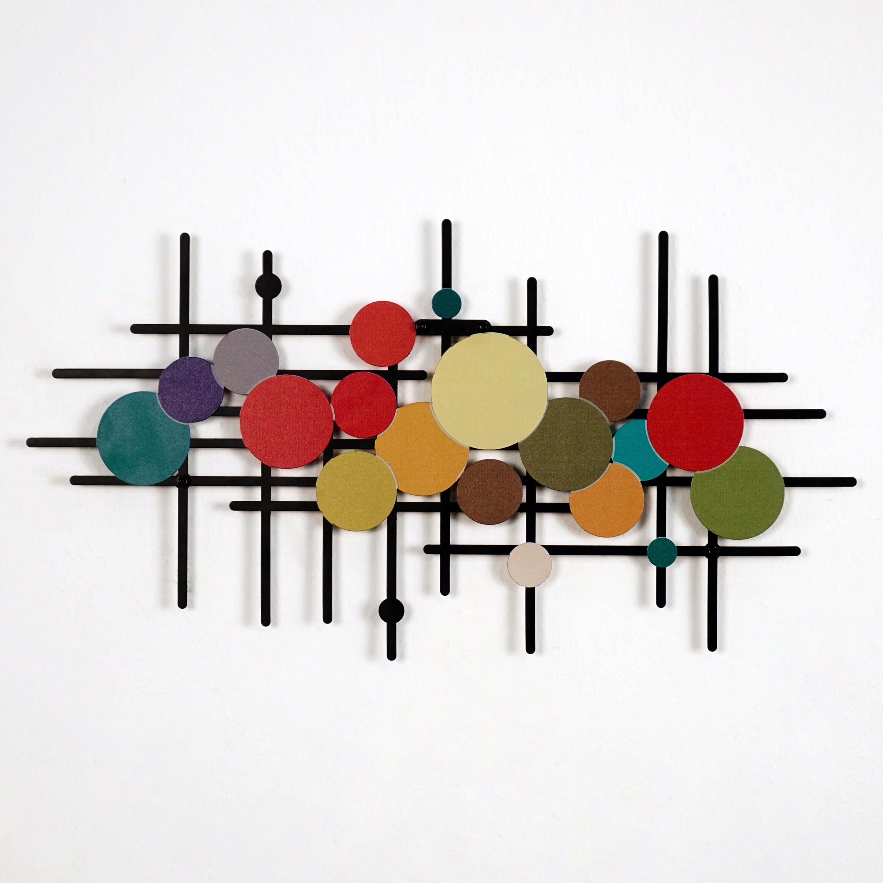 Mid Century Modern Metal Wall Art Bar & Dots Abstract Home Office Decor ...