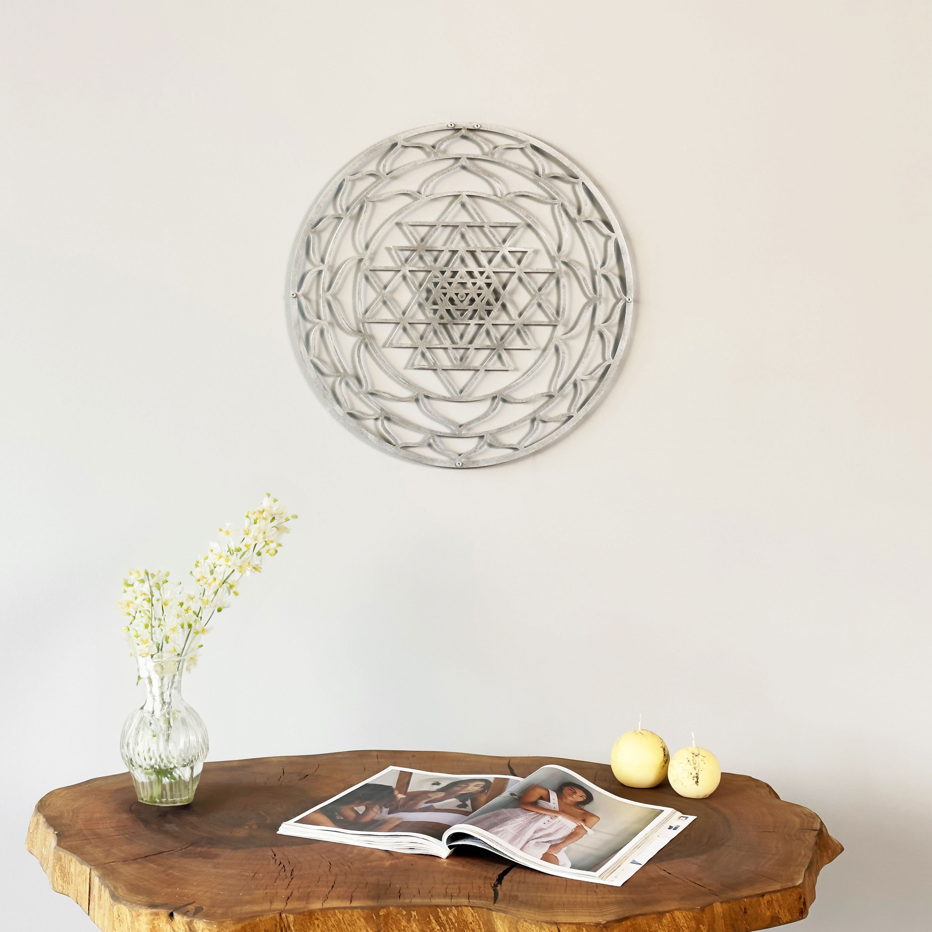 Sri Yantra Sacred Geometry Metal Wall Art Chakra Home Office Decor Yoga ...