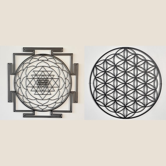 Sri Yantra Metal Wall Art - Sacred Geometry Decor, Gold Torus Mandala For Living Room, Meditation Space (24x24 Inches) - View #3