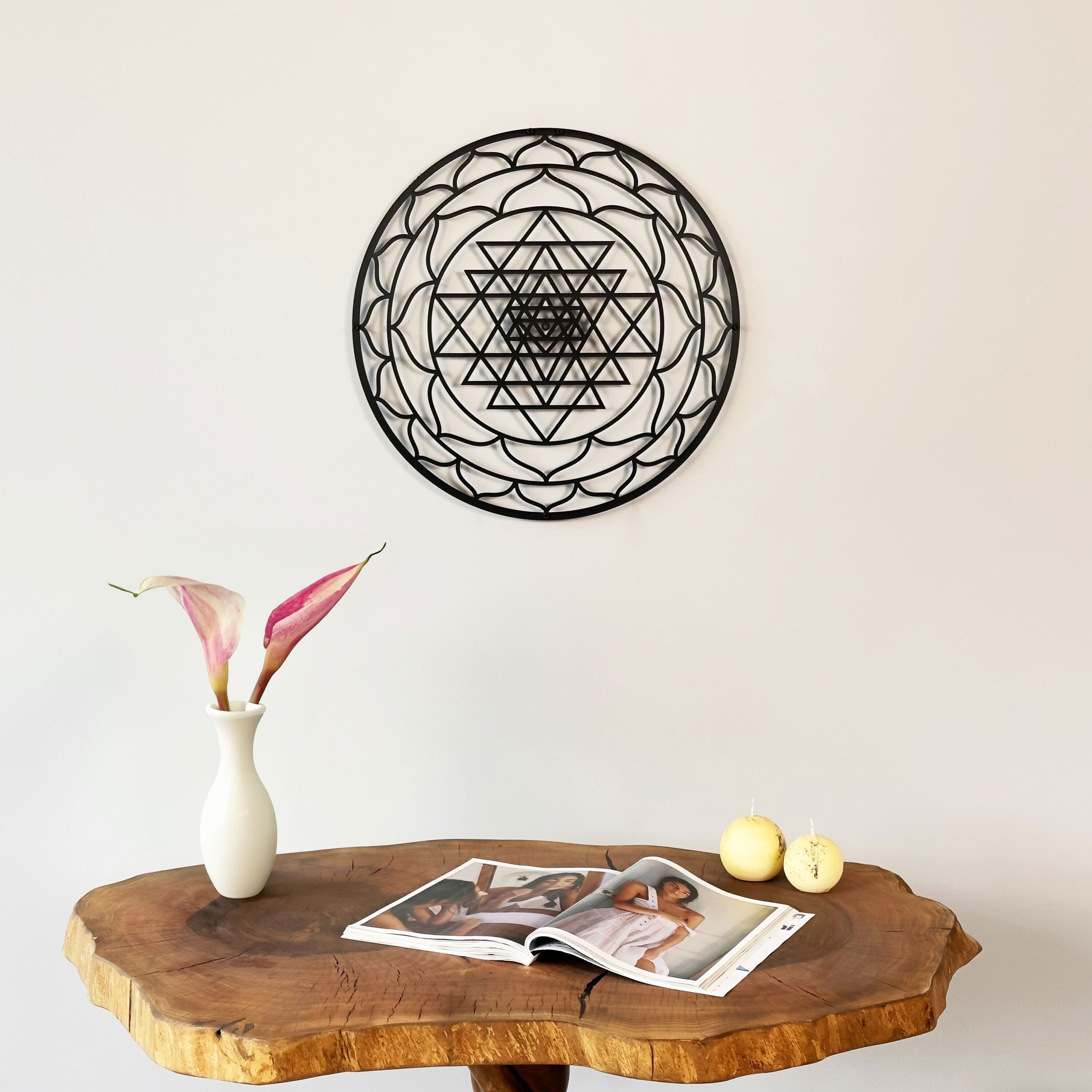 Sri Yantra Sacred Geometry Metal Wall Art Chakra Home Office Decor Yoga ...