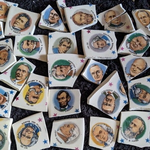 Mosaic Tiles Broken Plate Hand Cut Presidents of the USA Vintage Retro Faces Men image 5