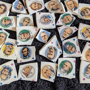 Mosaic Tiles Broken Plate Hand Cut Presidents of the USA Vintage Retro Faces Men image 6