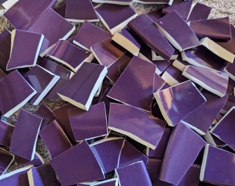 Mosaic Tiles Broken Plate Hand Cut Stoneware Purple Solid Pieces