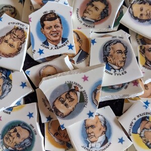 Mosaic Tiles Broken Plate Hand Cut Presidents of the USA Vintage Retro Faces Men image 2