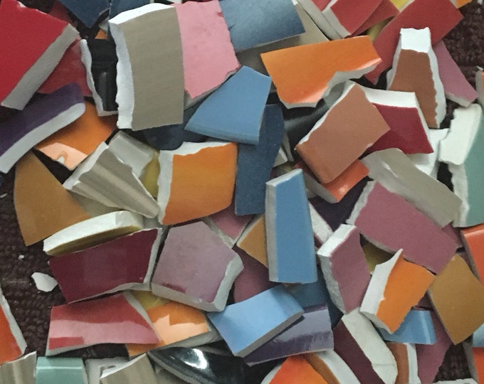 Mixed Color Broken Plate Mosaic Tile Set Solid Colors 200 Etsy