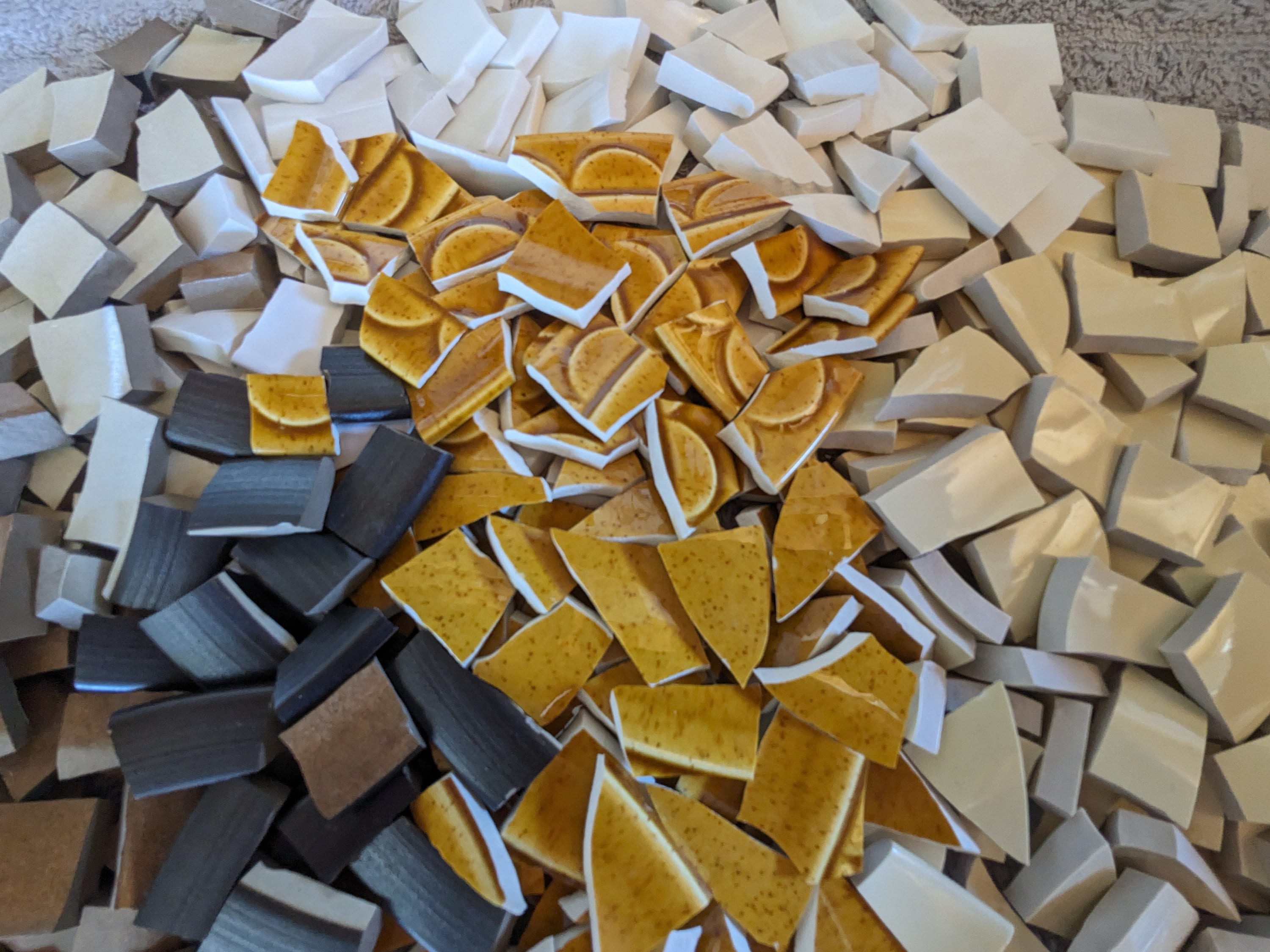 Ceramic Tiles for Crafts Mosaics Yellow Gold Orange Cream 10lbs Tesserae  LOT