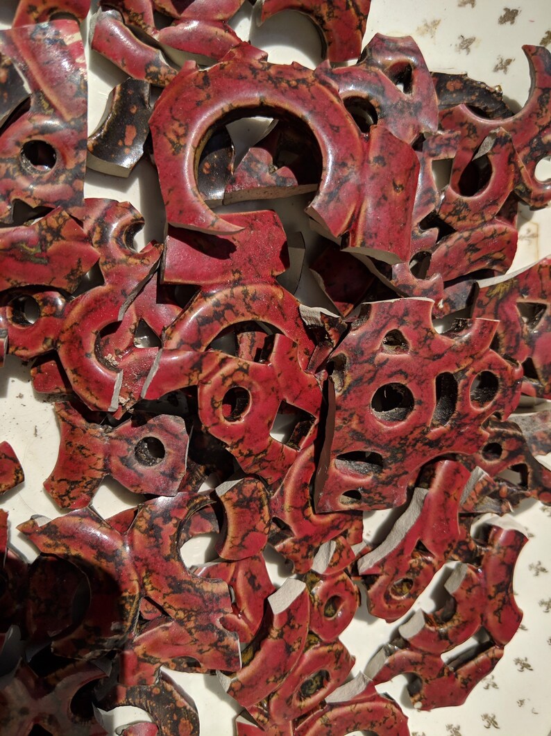 Mosaic Tiles Circles Swirls 3D pieces Red Pottery