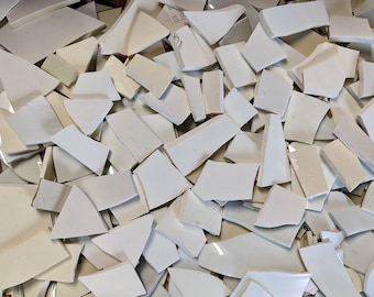 Mosaic tiles Broken Plate Hand Cut White Solid Color Filler 500 pieces