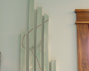 Wall Hanging of Celadon Green Glazed Square Tubes