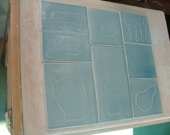 Tile Backsplash of Pale Sky Blue - 8 Tiles