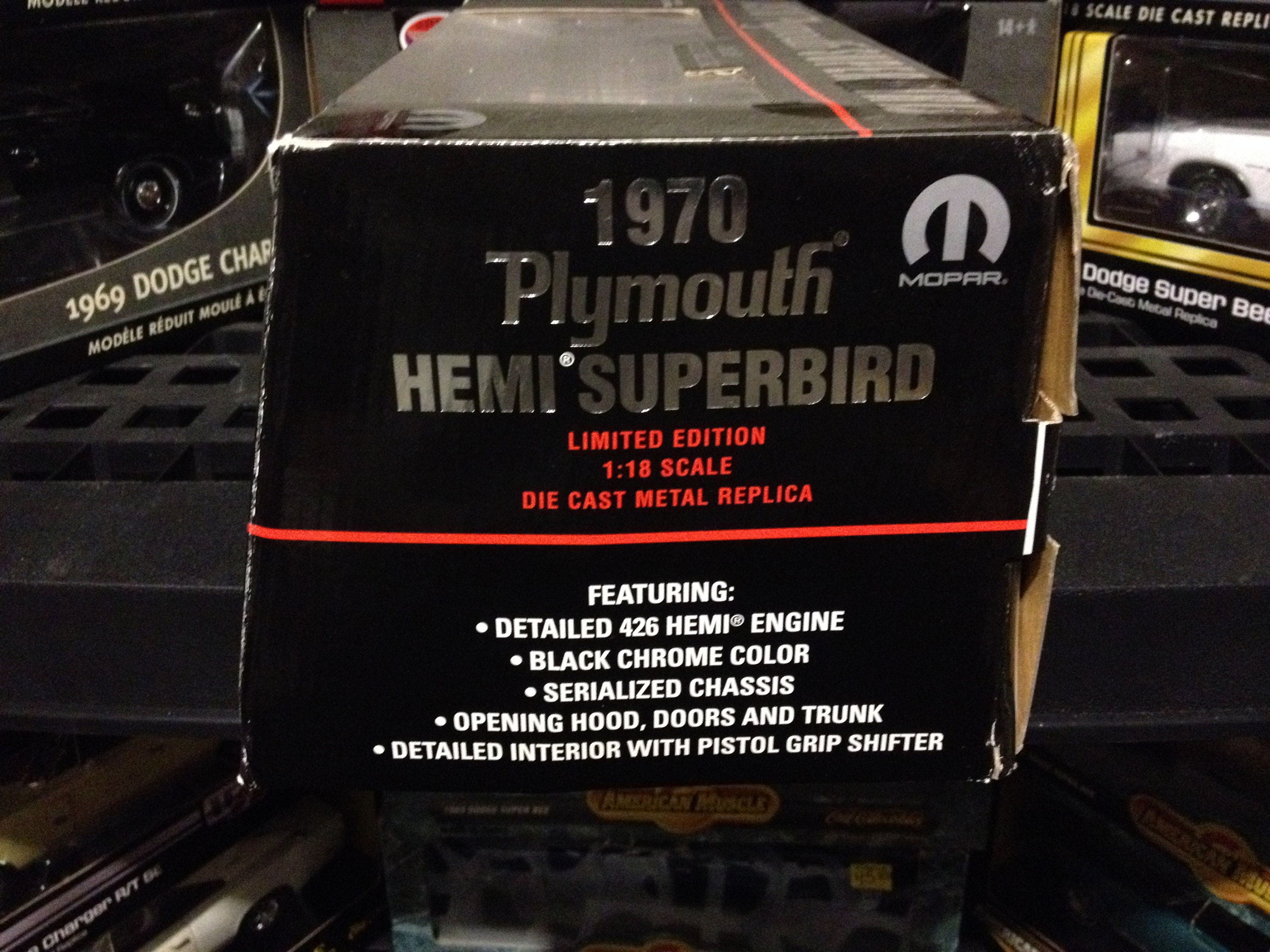 1970 Plymouth Superbird ERTL Black Chrome Chase Car 1/18 1/1000