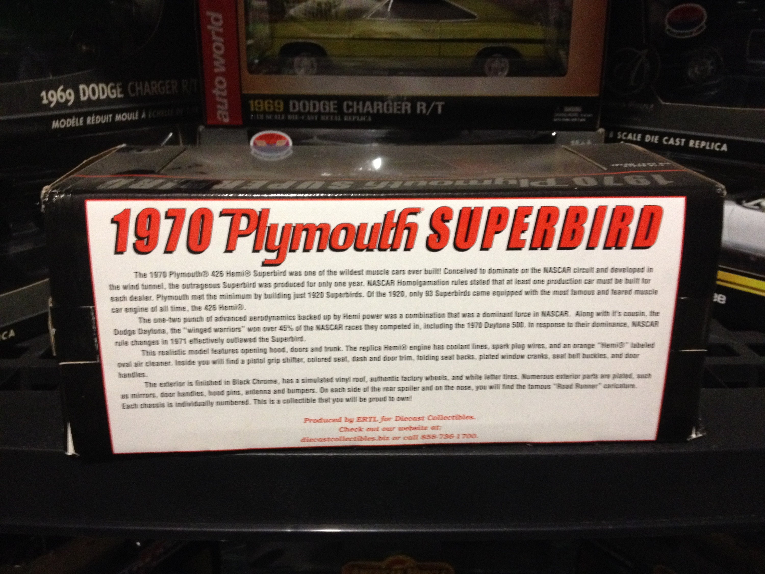 1970 Plymouth Superbird ERTL Black Chrome Chase Car 1/18 1/1000