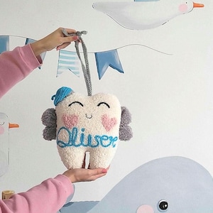 Almohada de hada de los dientes personalizada con bolsillo, letra de hada de los dientes, almohada de hada de los dientes para niños, almohada de hada de los dientes para niñas