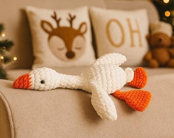Goose Plush Toy, Soft White Goose, Handmade Holiday Gift for Baby, Cozy Nursery Cuddle Toy