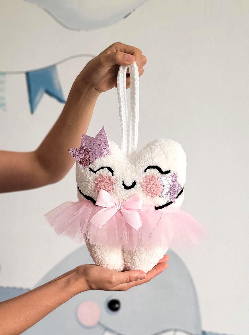 Personalized Tooth Fairy Pillow with Pocket, Tooth Fairy Letter, Keepsake Baby Shower Gift, Tooth Cushion, Tooth Fairy Pillow with Crown ballerina tooth