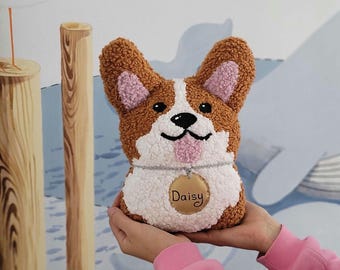 Personalized Corgi Dog Pillow – Soft Teddy Fabric Cushion Gift for Dog Lovers