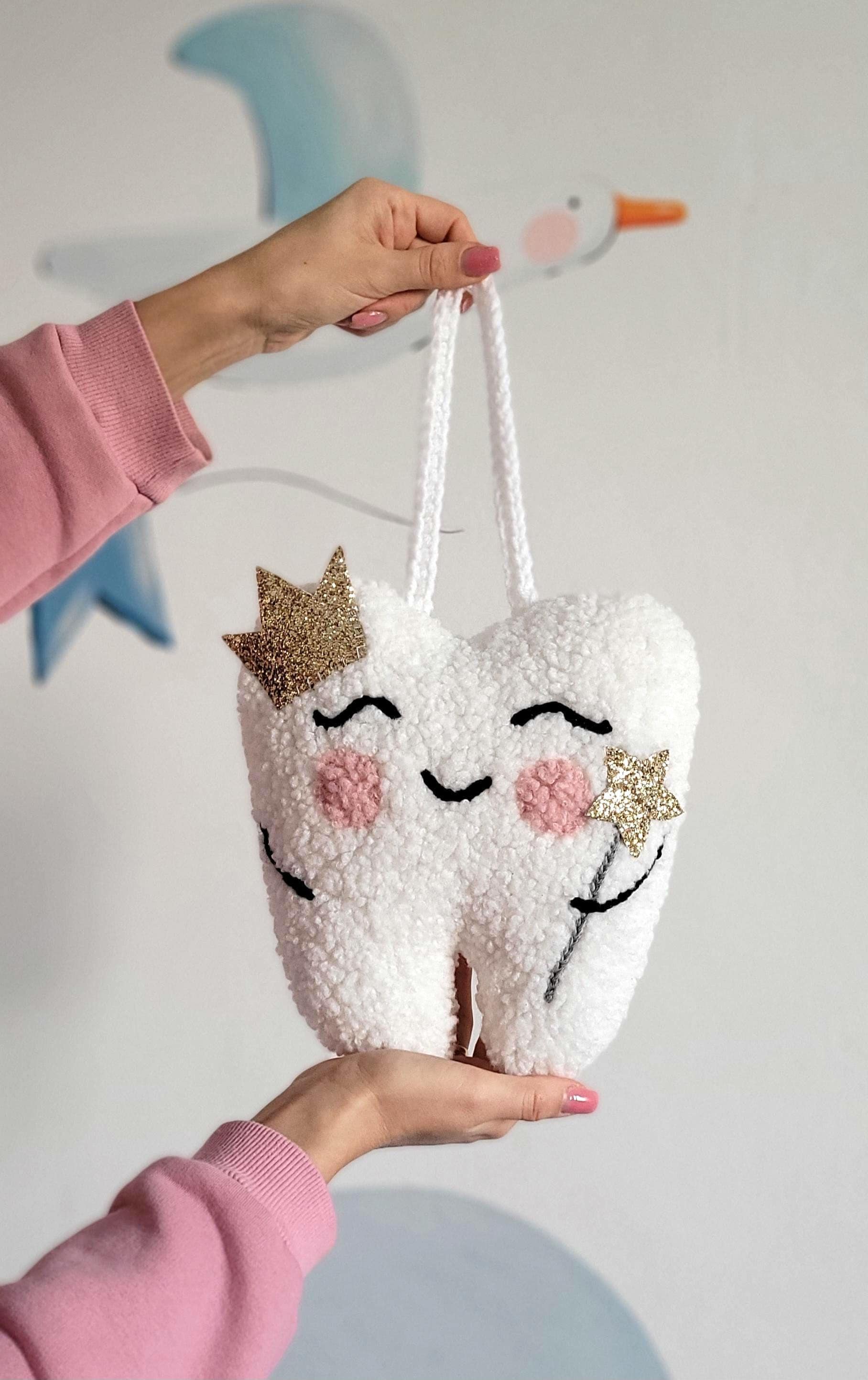 Personalized Tooth Fairy Pillow with Pocket, Tooth Fairy Letter, Keepsake Baby Shower Gift, Tooth Cushion, Tooth Fairy Pillow with Crown
