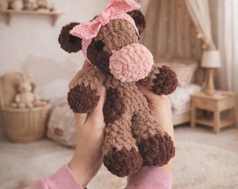Cow Toy  Crochet  – Soft Handmade Animal for Baby Gift or Nursery