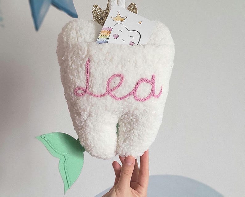 Personalized Tooth Fairy Pillow with Pocket, Tooth Fairy Letter, Keepsake Baby Shower Gift, Tooth Cushion, Tooth Fairy Pillow with Crown image 20