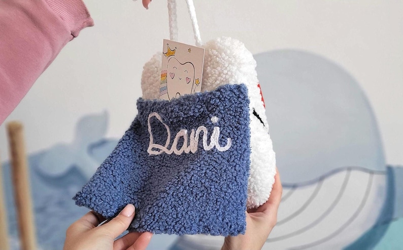 Personalized Tooth Fairy Pillow with Pocket, Tooth Fairy Letter, Keepsake Baby Shower Gift, Tooth Cushion, Tooth Fairy Pillow with Crown image 10