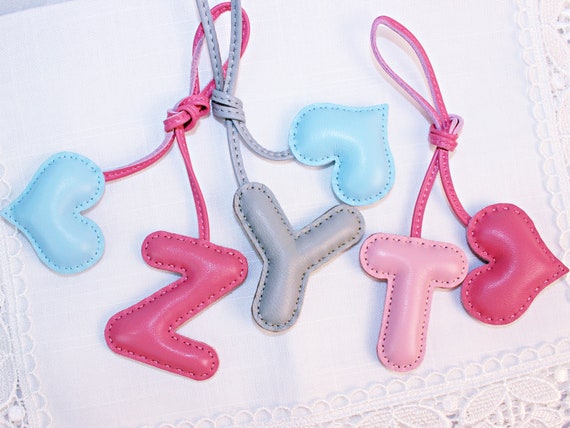 Alphabet Bag Charm Initial Sheepskin Handmade Etsy